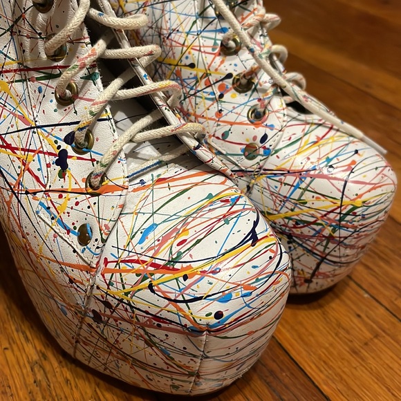 Jeffrey Campbell Lita Paint Splatter Ankle Boots - Picture 3 of 5